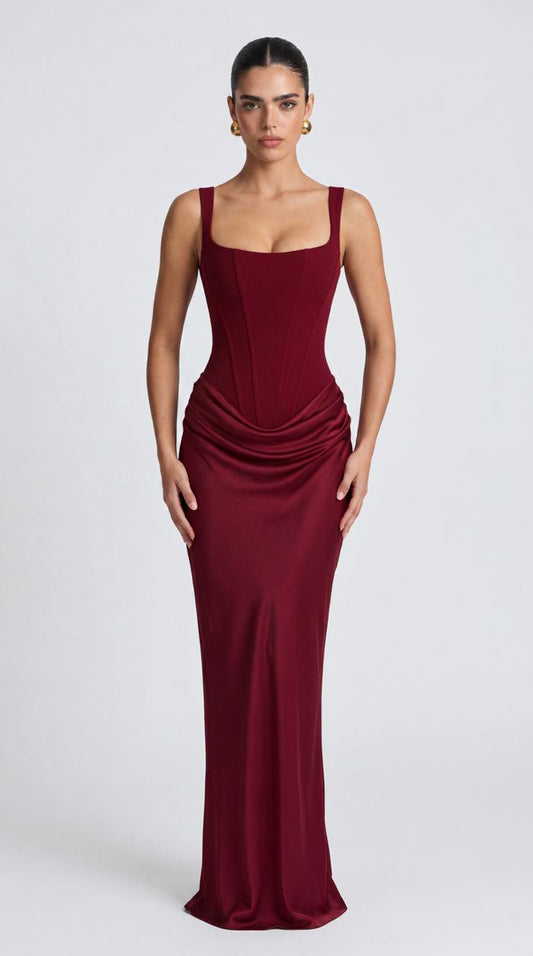 Crimson Drape Gown