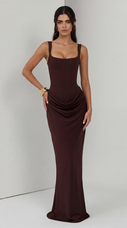 Crimson Drape Gown