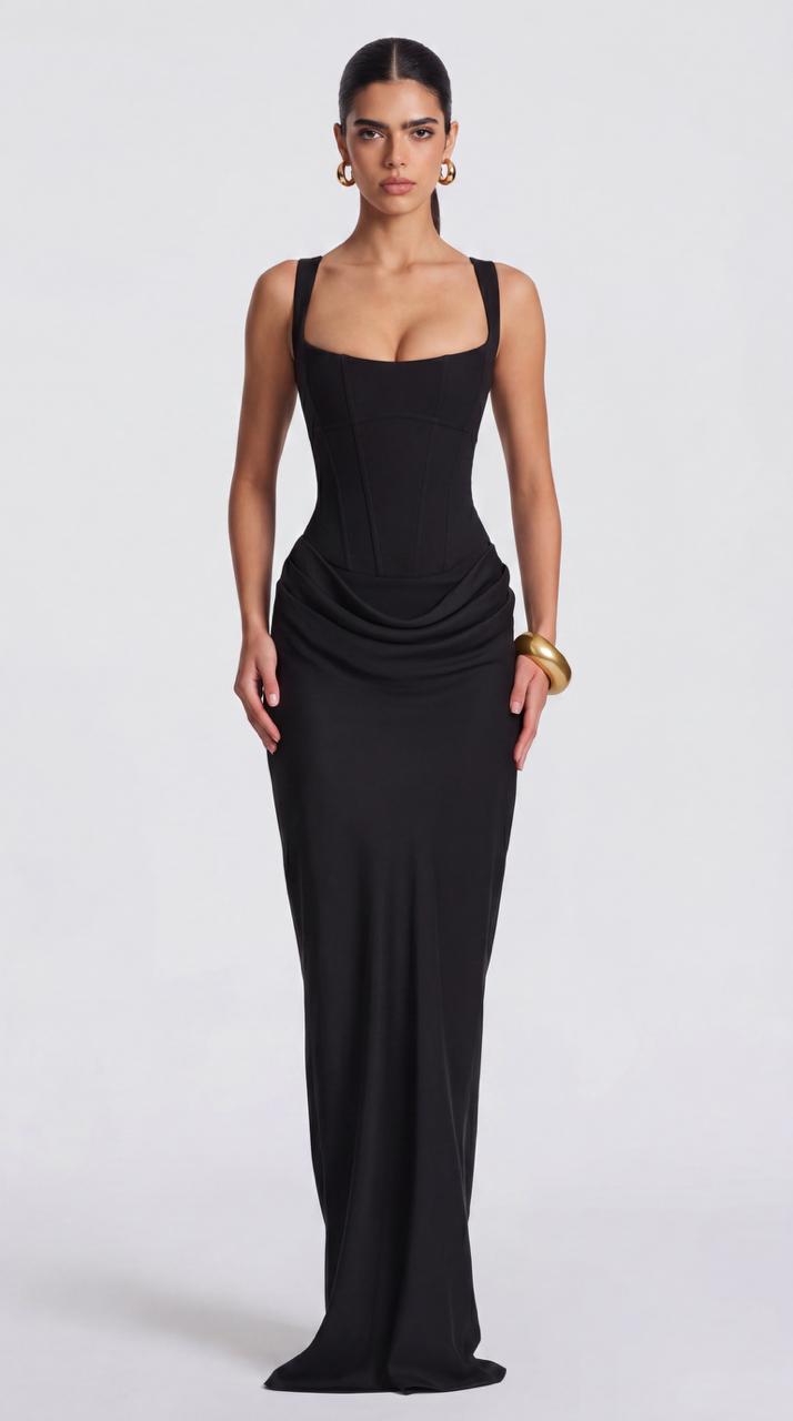 Crimson Drape Gown