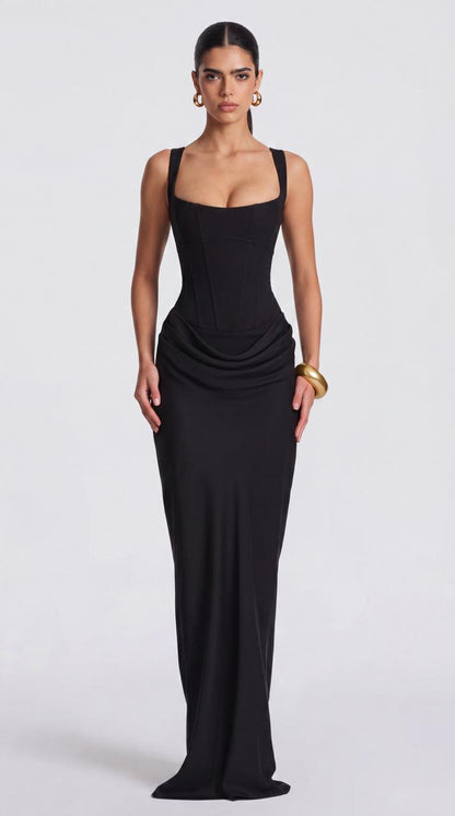 Crimson Drape Gown