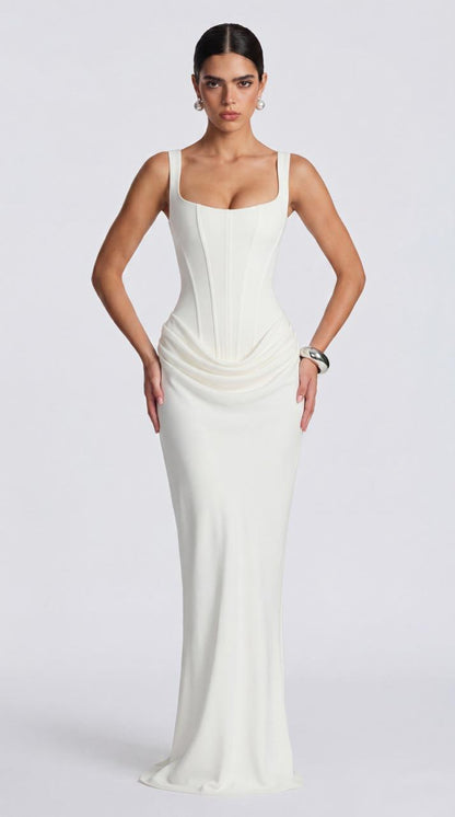 Crimson Drape Gown