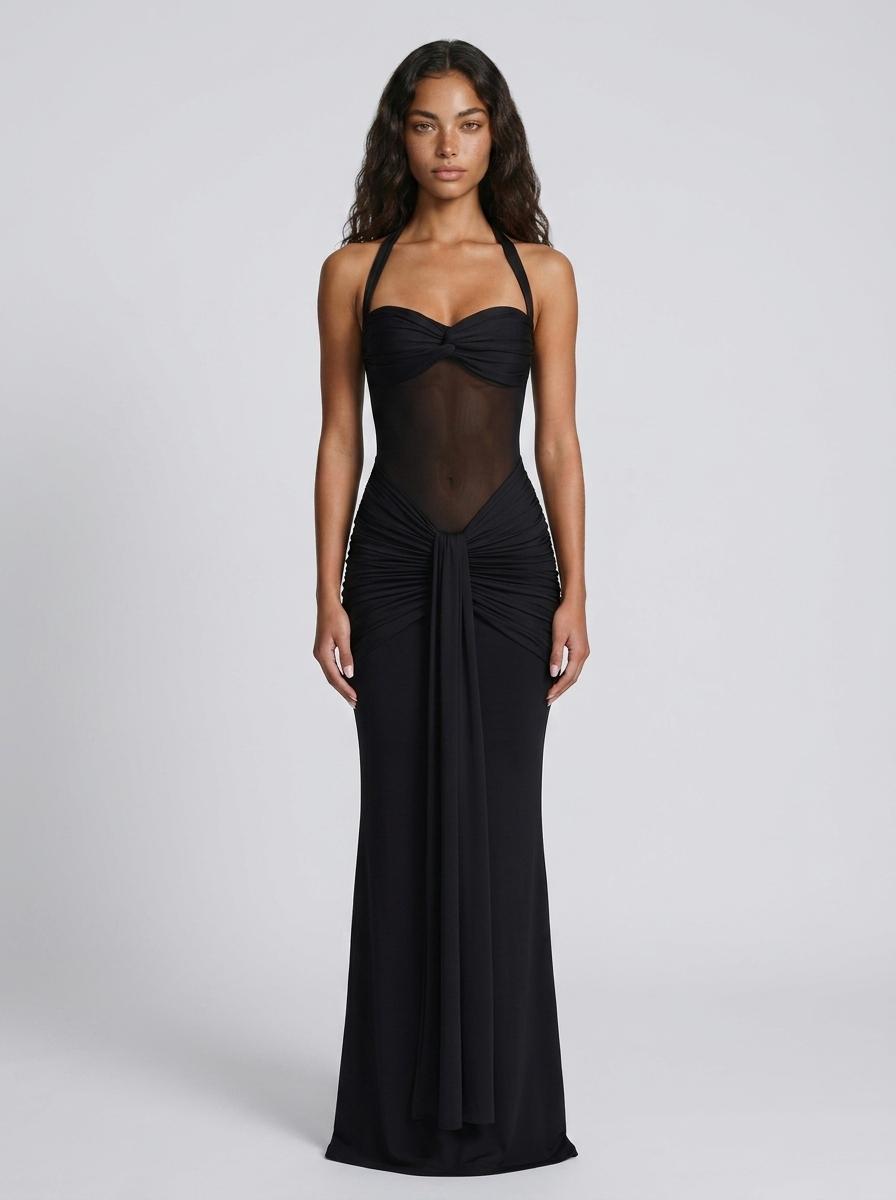 Onyx Mesh Gown