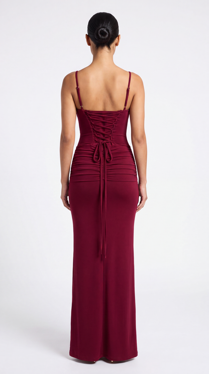 Crimson Drape Gown