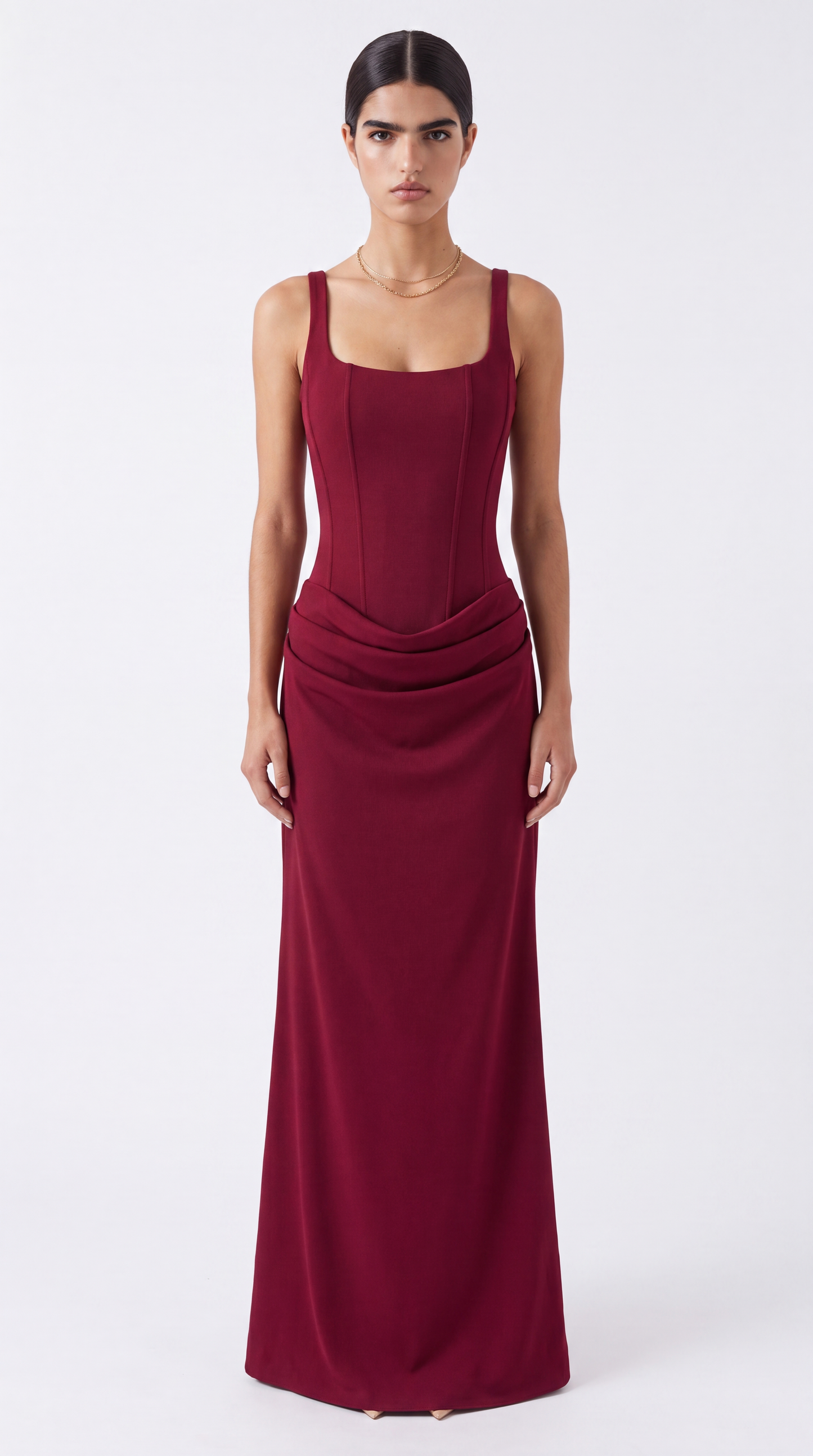 Crimson Drape Gown